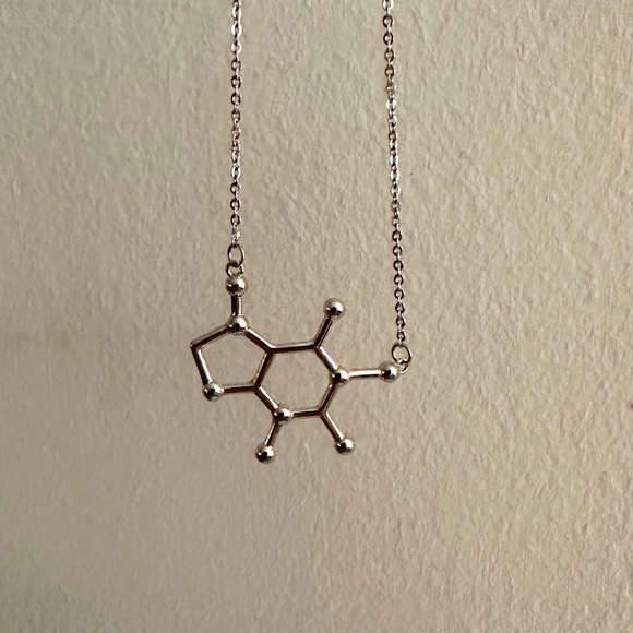 Sterling Silver Caffeine Molecule Necklace - Picture 2 of 3